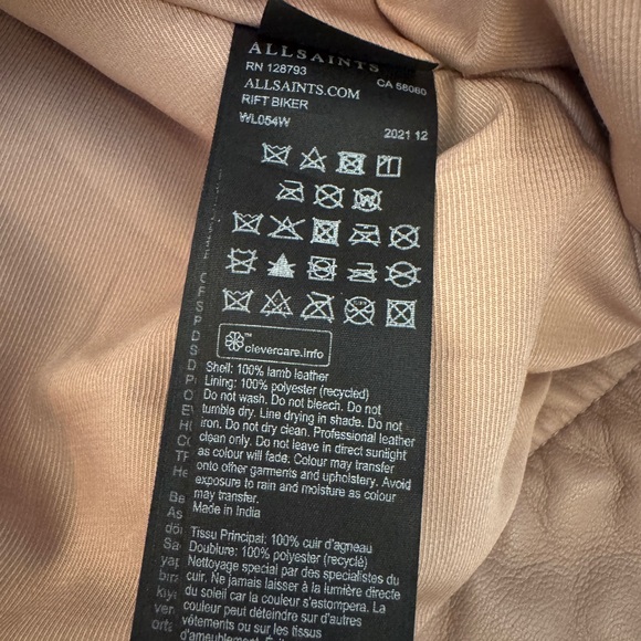 All Saints - Rift Leather Biker Jacket Size 10 - Picture 7 of 7